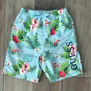 Guess Tropical Floral Swim Shorts in Light Blue